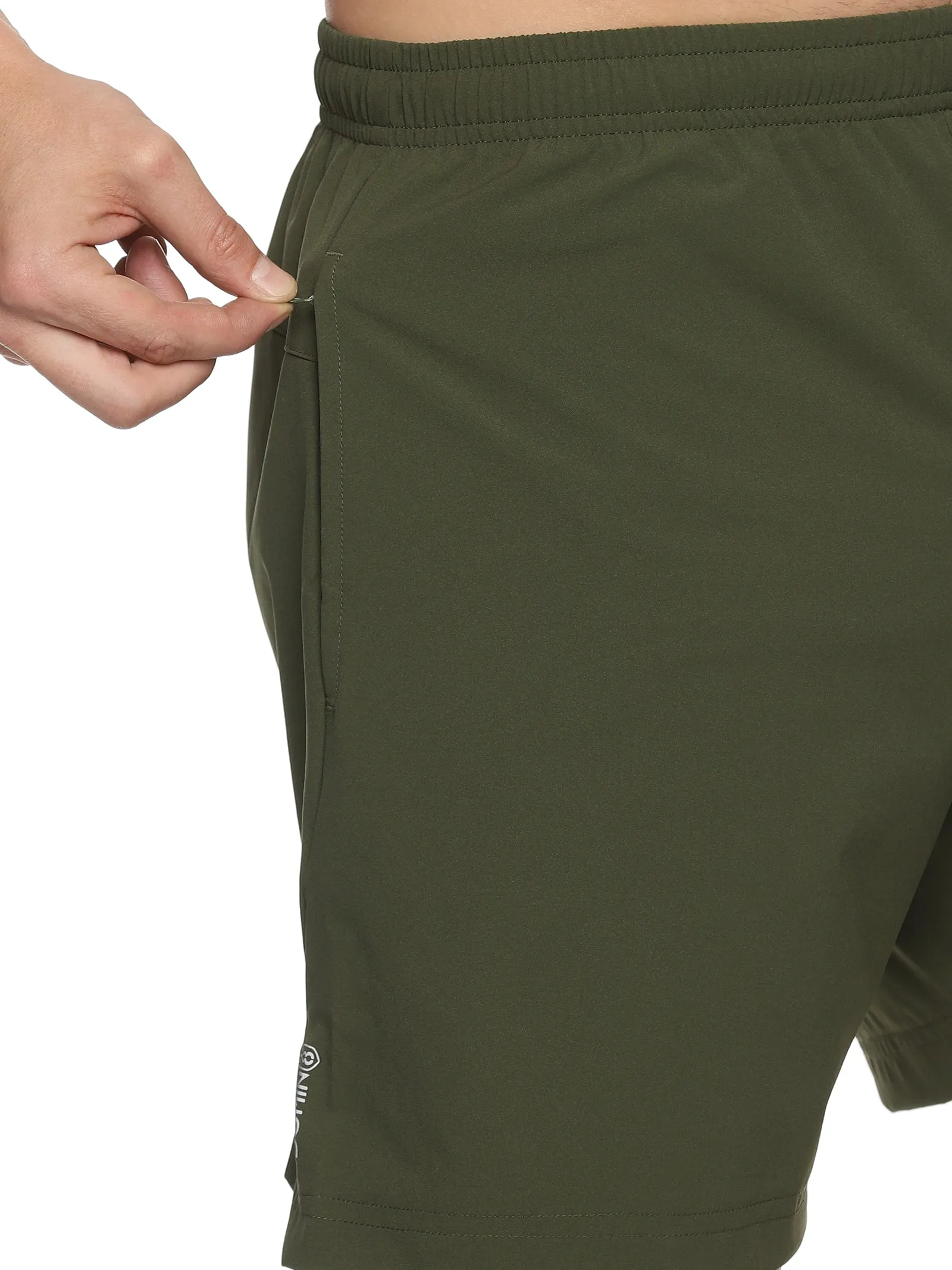 Men's Solid Training Shorts with Elasticated Drawstring