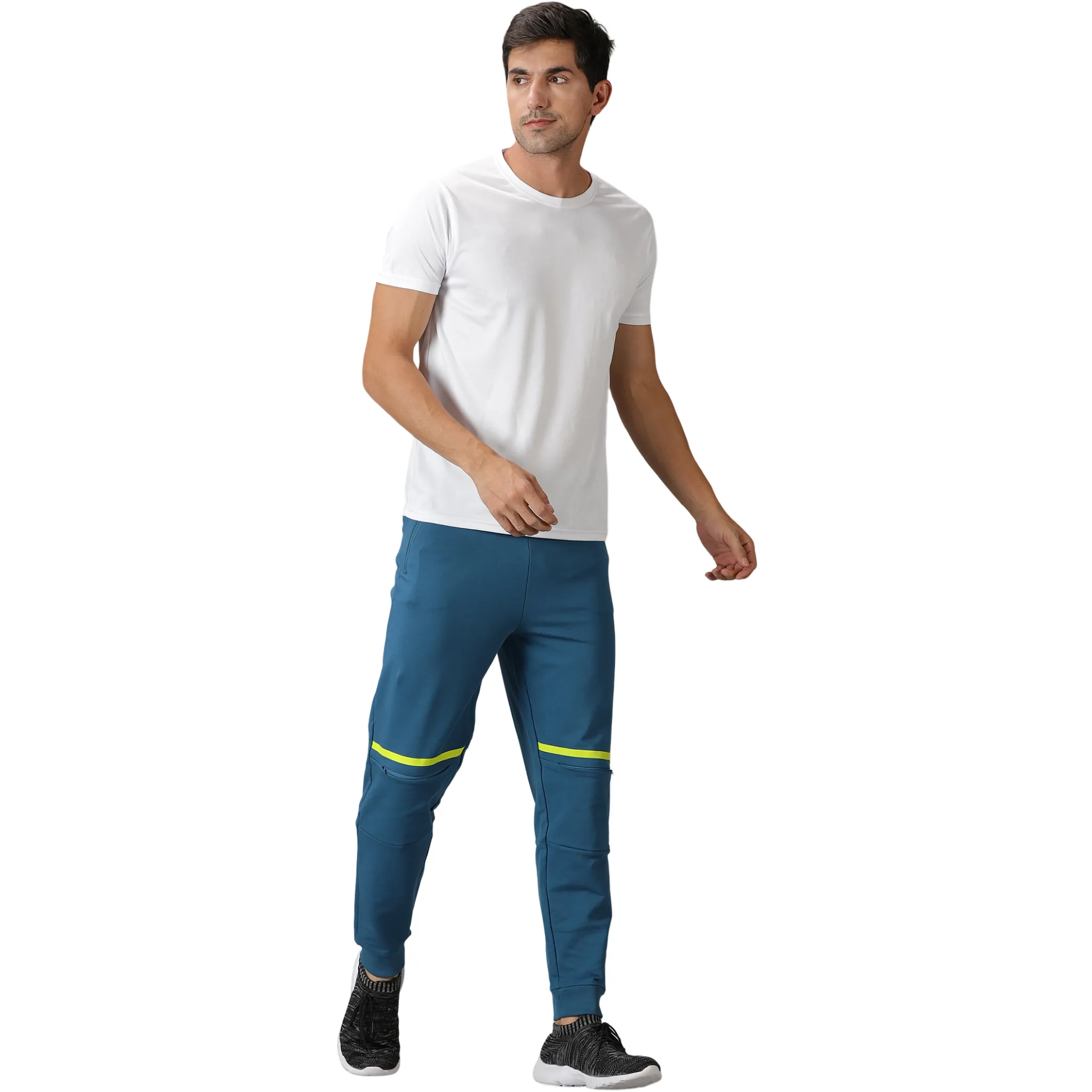 Men's solid Training Track pants with Drawstring waist & Zipper pockets.