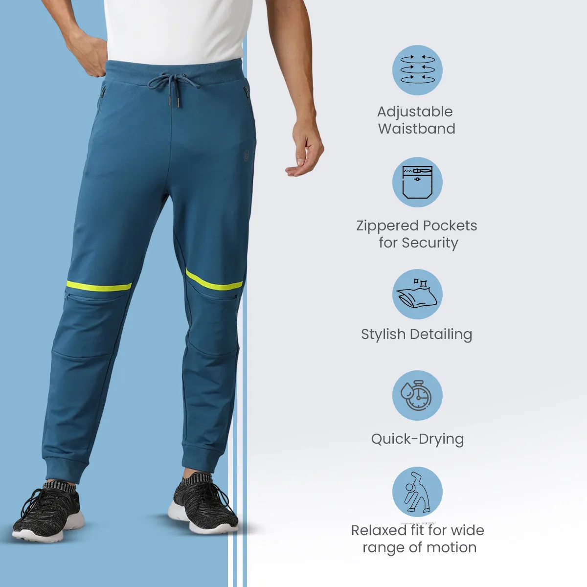 Men's solid Training Track pants with Drawstring waist & Zipper pockets.