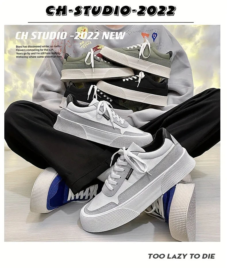 Men's Trendy Chic Multi Colours Selectable Low Top Skateboard Shoes, Comfy Non Slip Lace Up Casual Platform Sneakers, Men's Outdoor Footwear