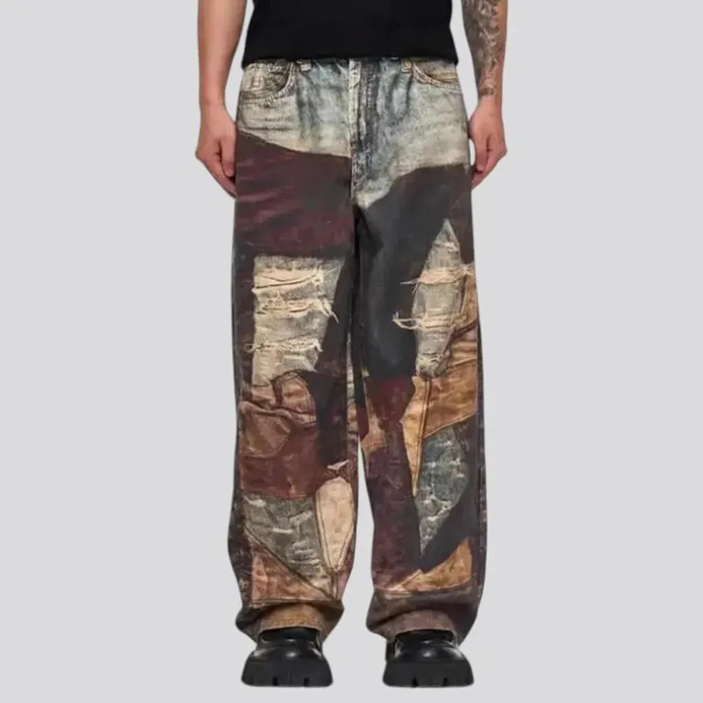 Mid rise multi-color men's jeans