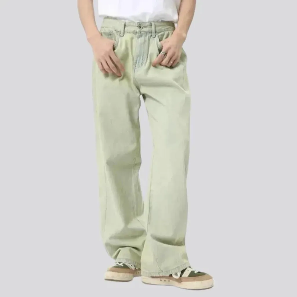 Mid rise yellow-cast men's jeans