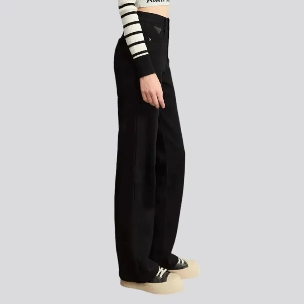 Monochrome floor-length jeans
 for ladies