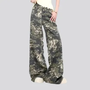 Multicolor camouflage high rise women's jeans