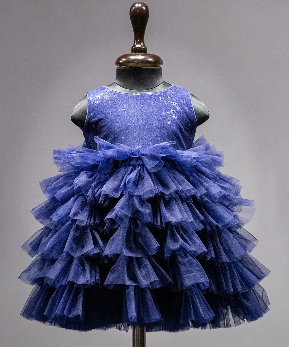 Navy Blue Colored Party Frock for Girls