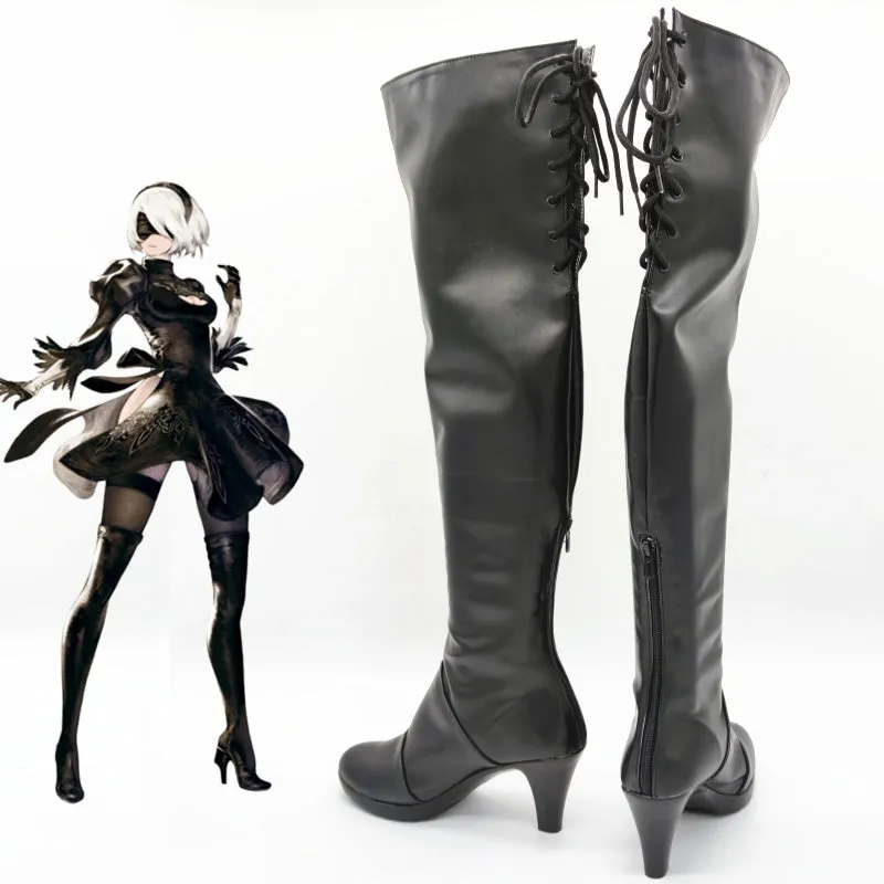 NieR: Automata 2B YoRHa No.2 Type B Black Shoes Cosplay Boots