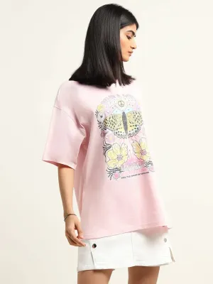 Nuon Pink Cotton Oversized T-Shirt