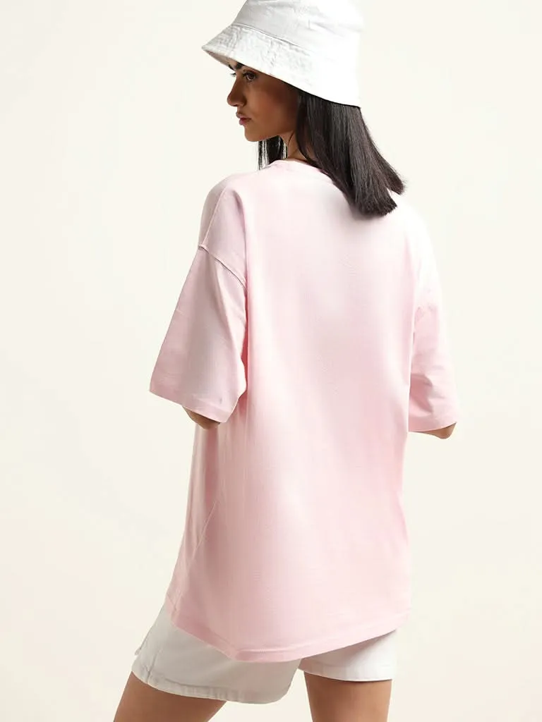 Nuon Pink Cotton Oversized T-Shirt