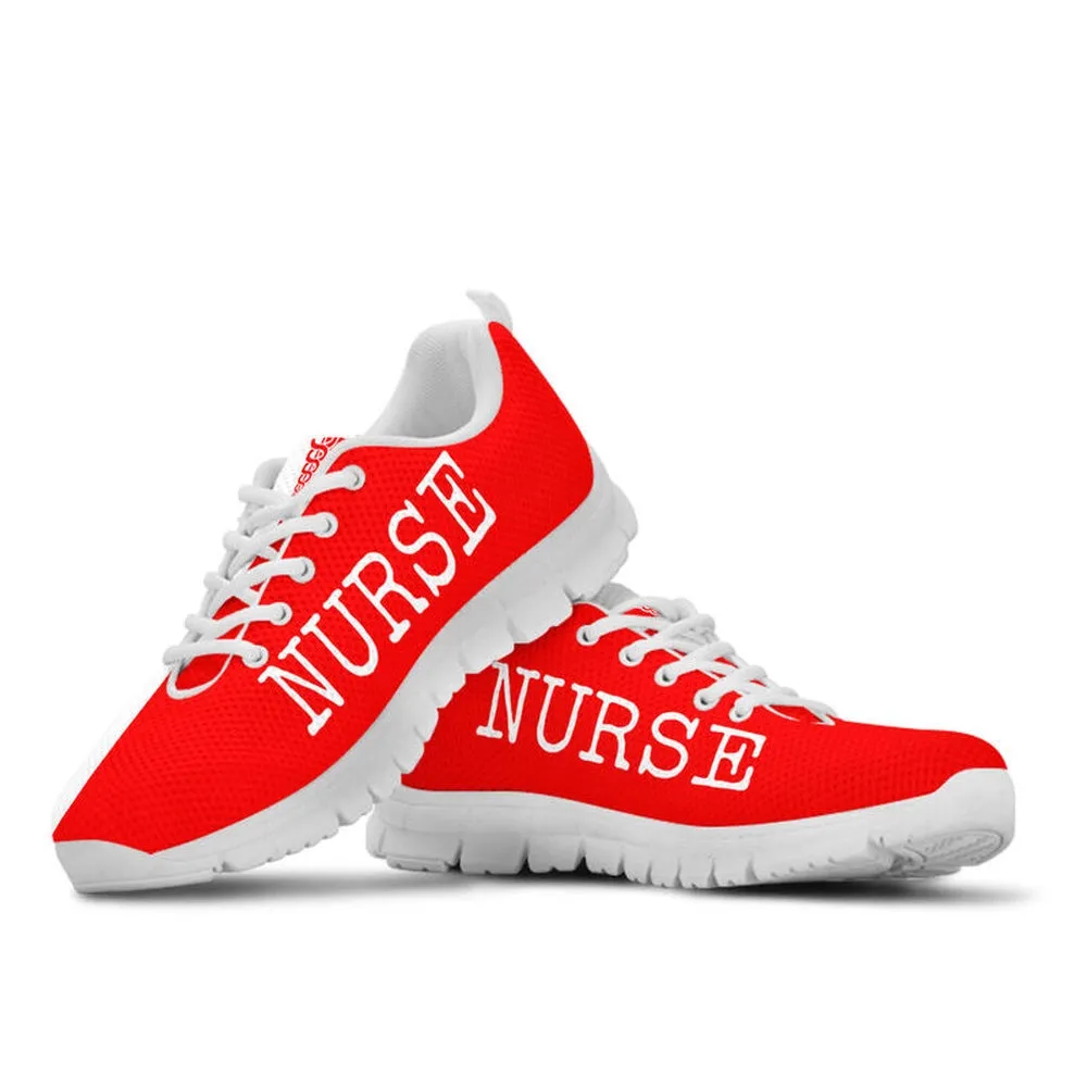 Nurse Sneaker, Nurse Love Red White Sneakers Shoes, Best Shoes For Nurses