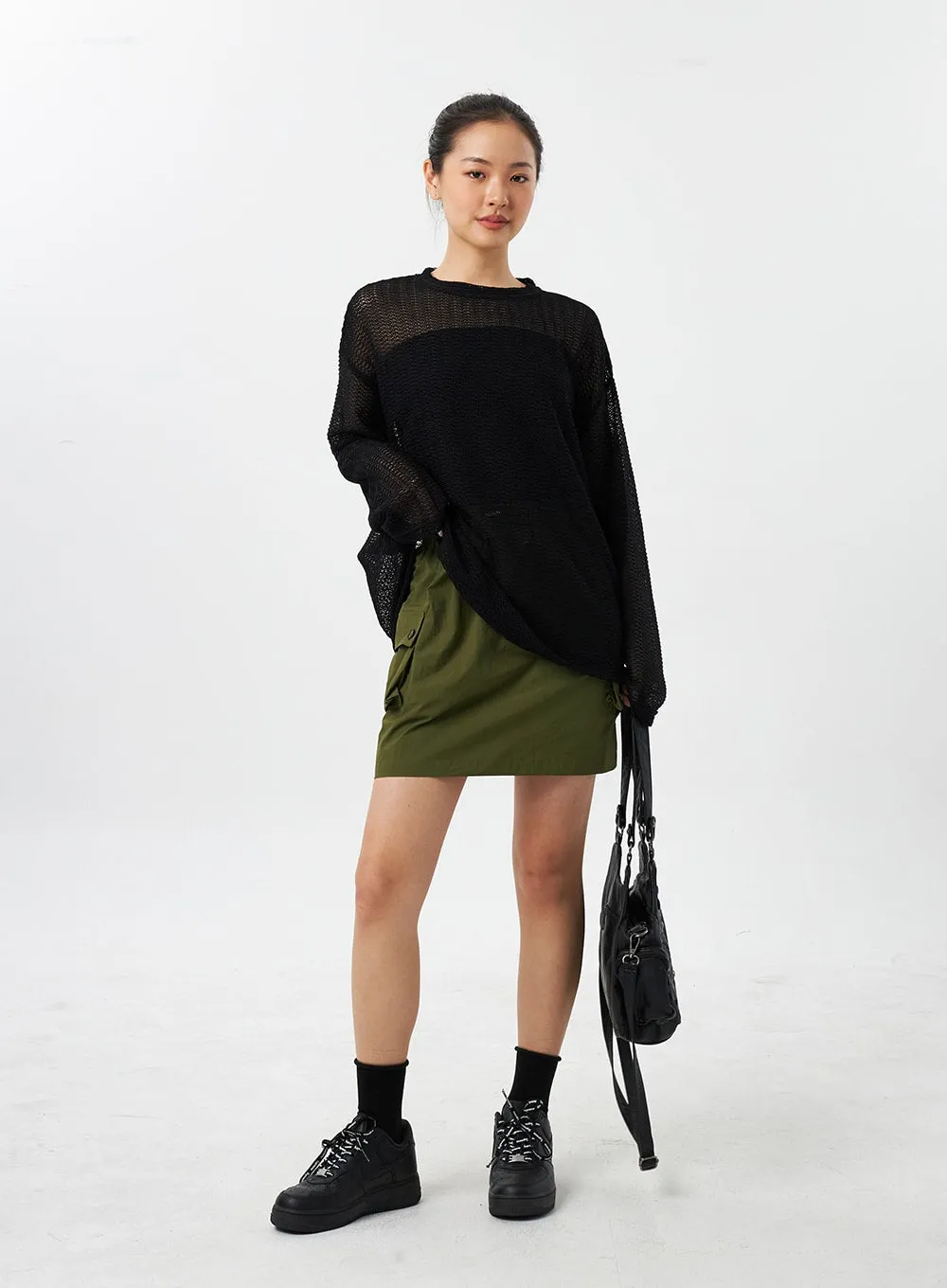 Nylon Cargo Mini Skirt CY309