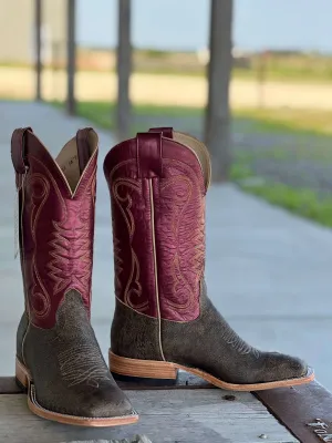 Olathe Boot Co. | Antique Saddle Safari Giraffe Sangria Luster Boot