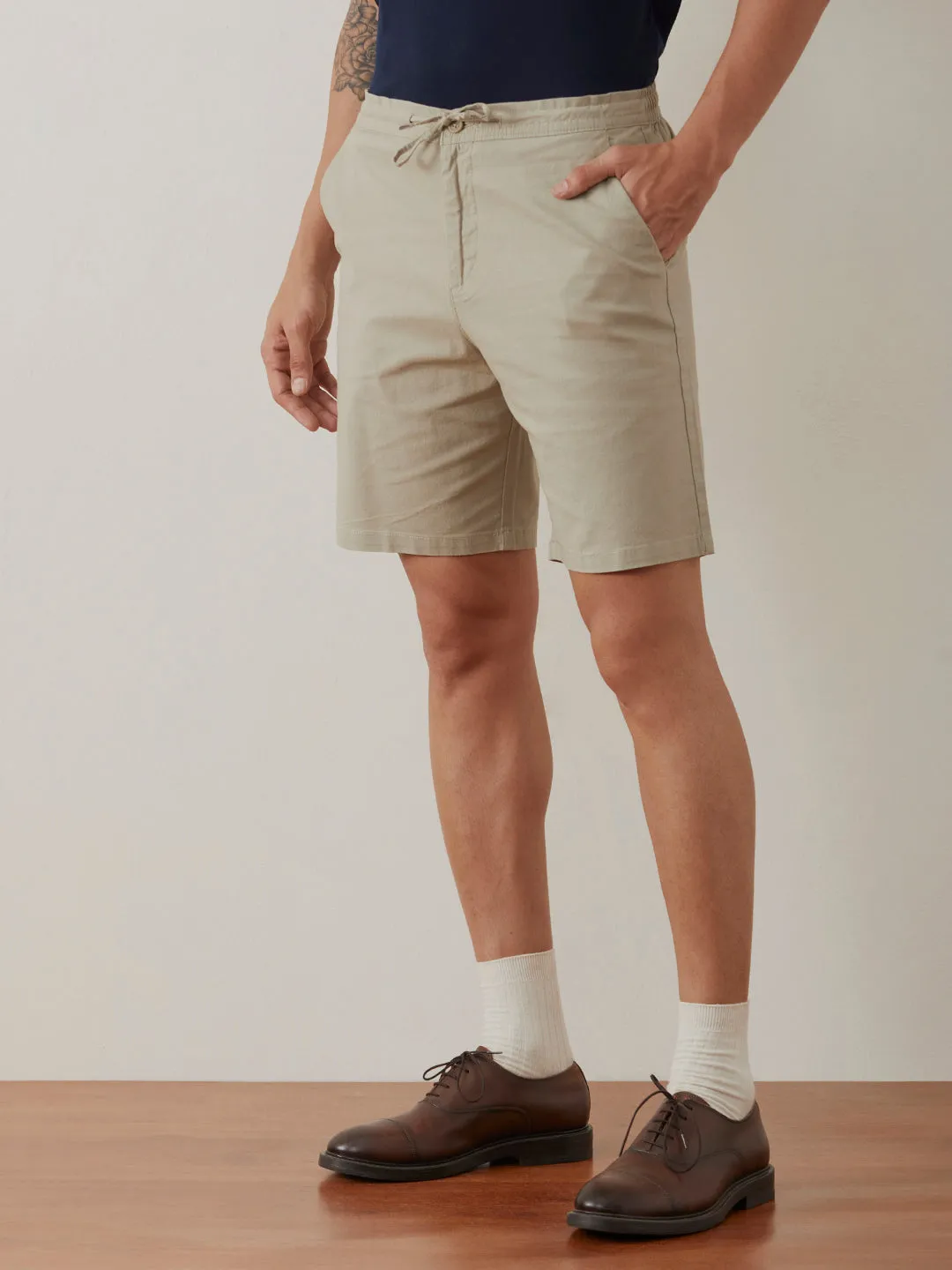 Olive Plain Athleisure Shorts