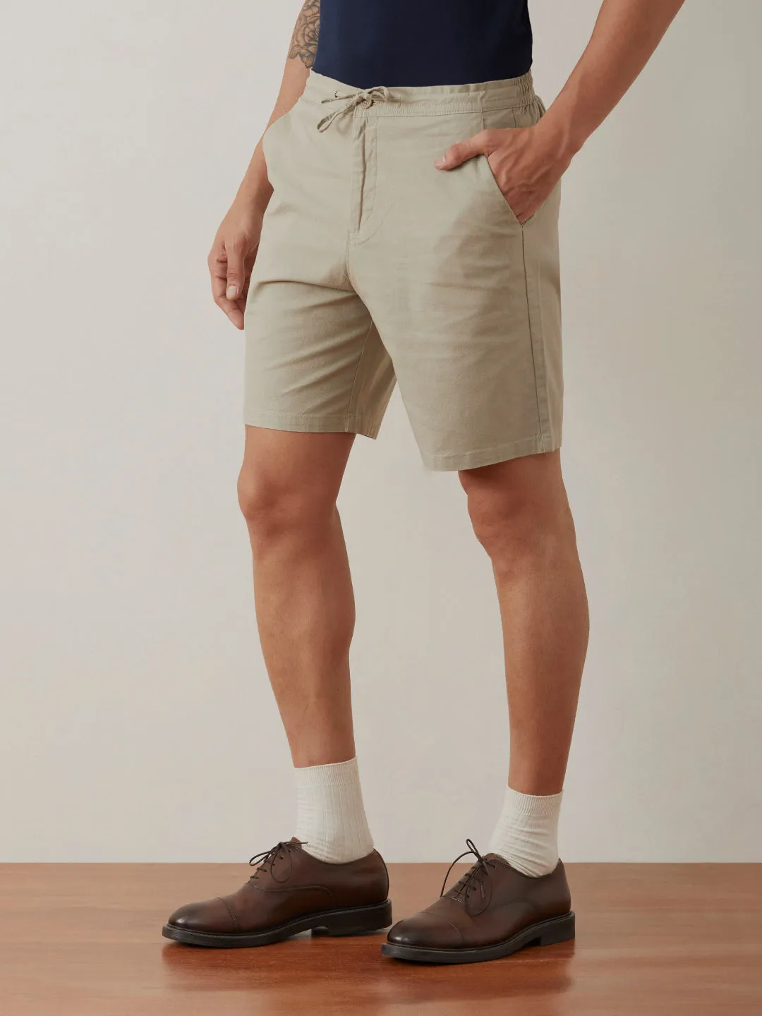 Olive Plain Athleisure Shorts