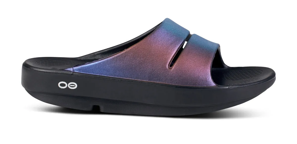 OOFOS Women's OOahh Luxe Slide - Midnight Spectre