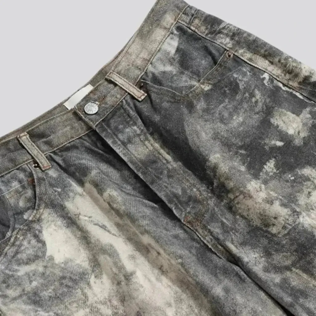 Painted pattern street style jeans for men