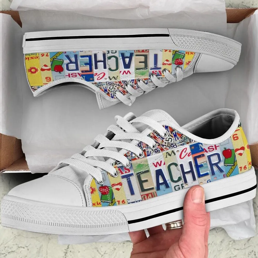 Paraprofessional Teacher License Plates Low Top Shoes, Teacher Shoes, Low Top Sneakers