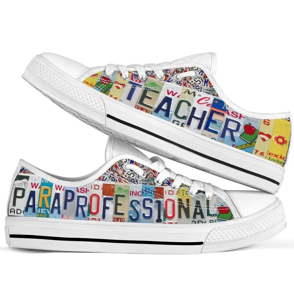 Paraprofessional Teacher License Plates Low Top Shoes, Teacher Shoes, Low Top Sneakers