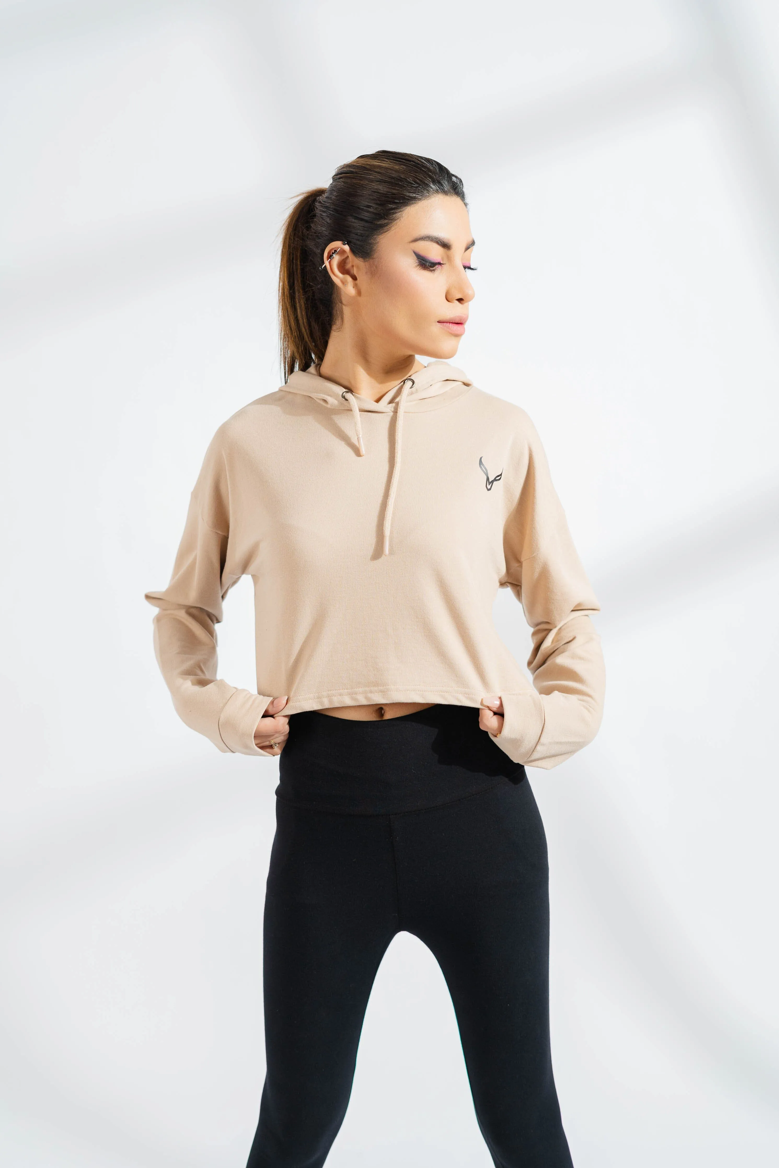 Polo Athletica Women's Hooded Activewear Terry Crop Top