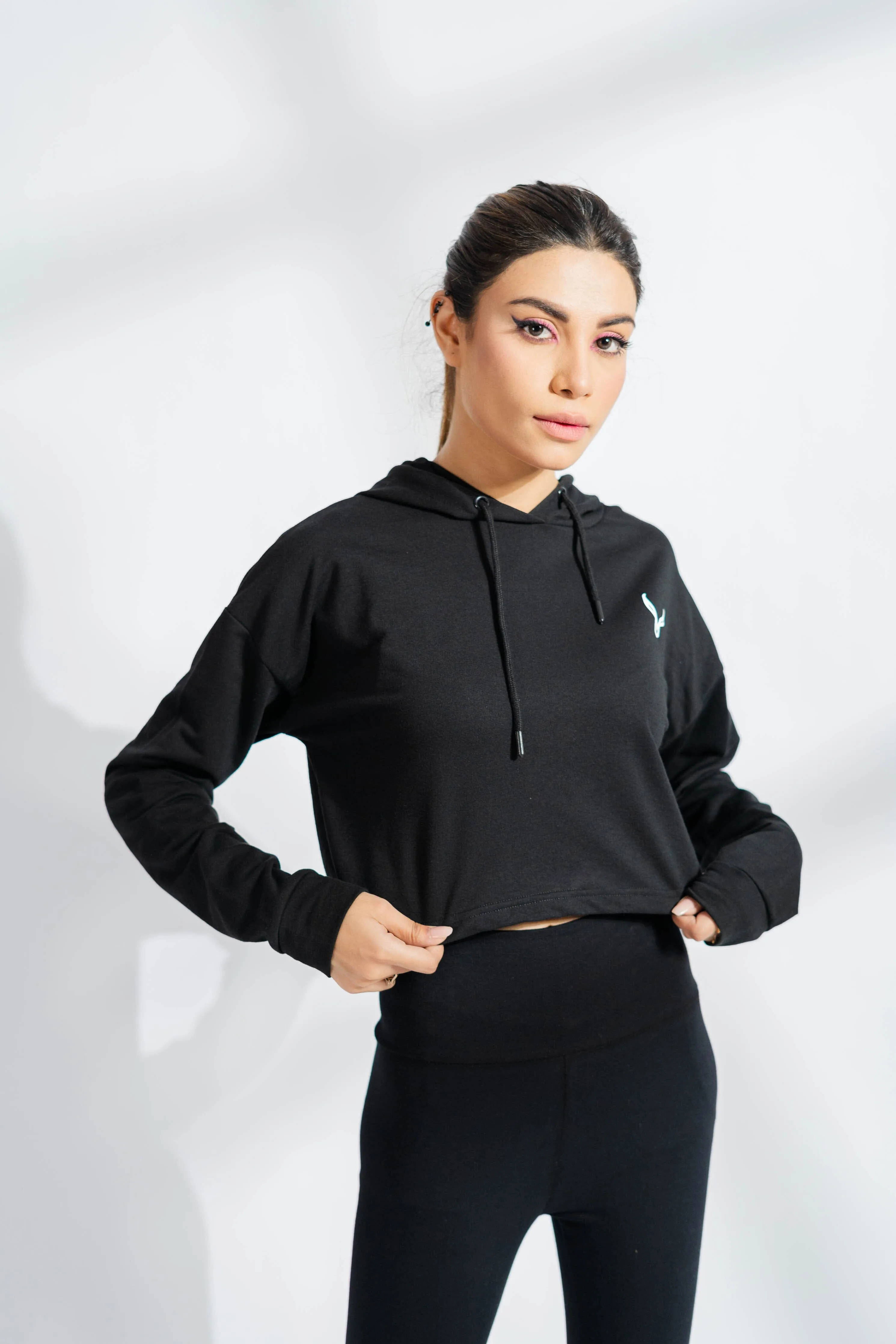 Polo Athletica Women's Hooded Activewear Terry Crop Top