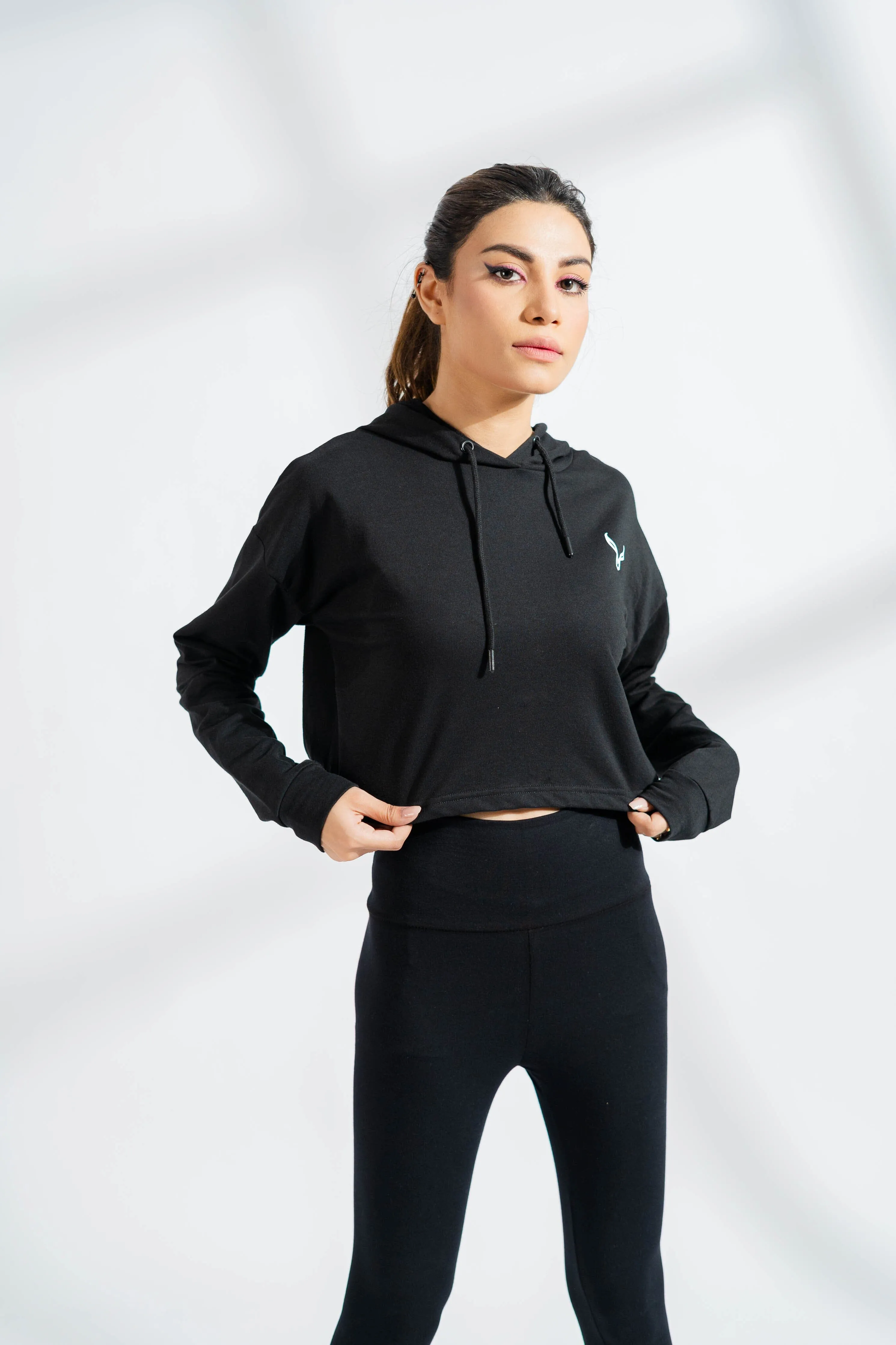 Polo Athletica Women's Hooded Activewear Terry Crop Top