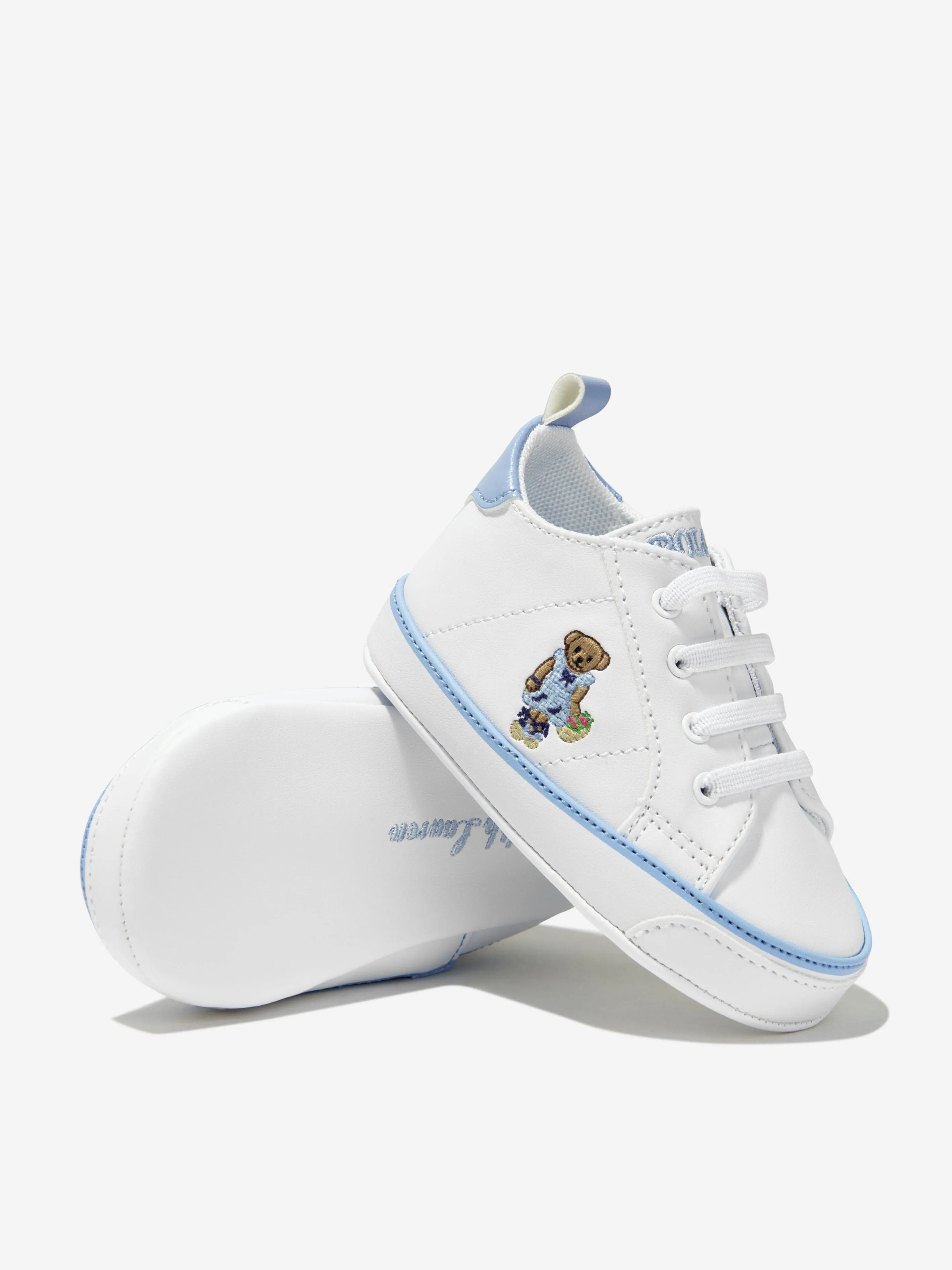 Ralph Lauren Baby Girls Quilton Bear High Top Trainers in White