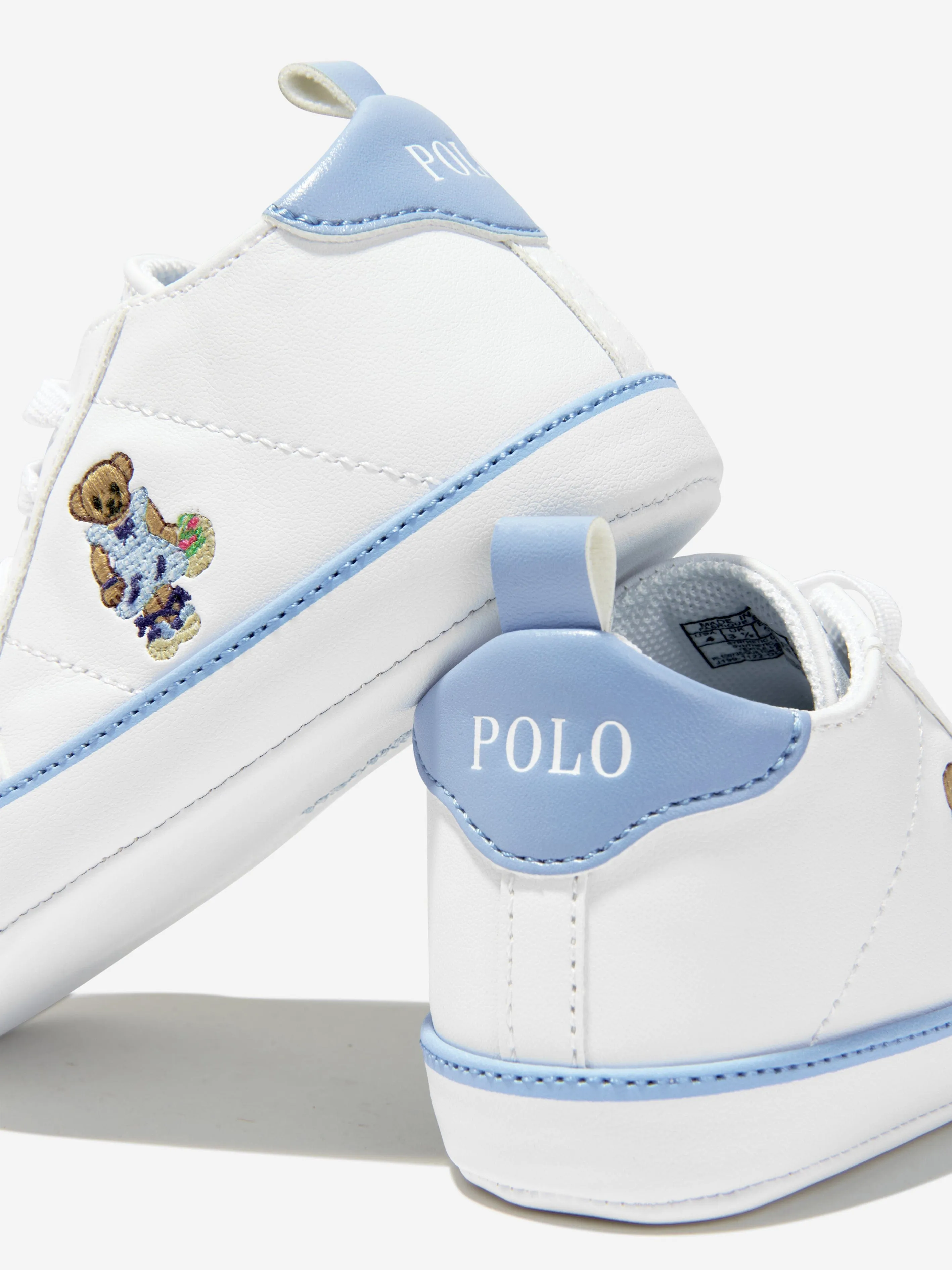 Ralph Lauren Baby Girls Quilton Bear High Top Trainers in White