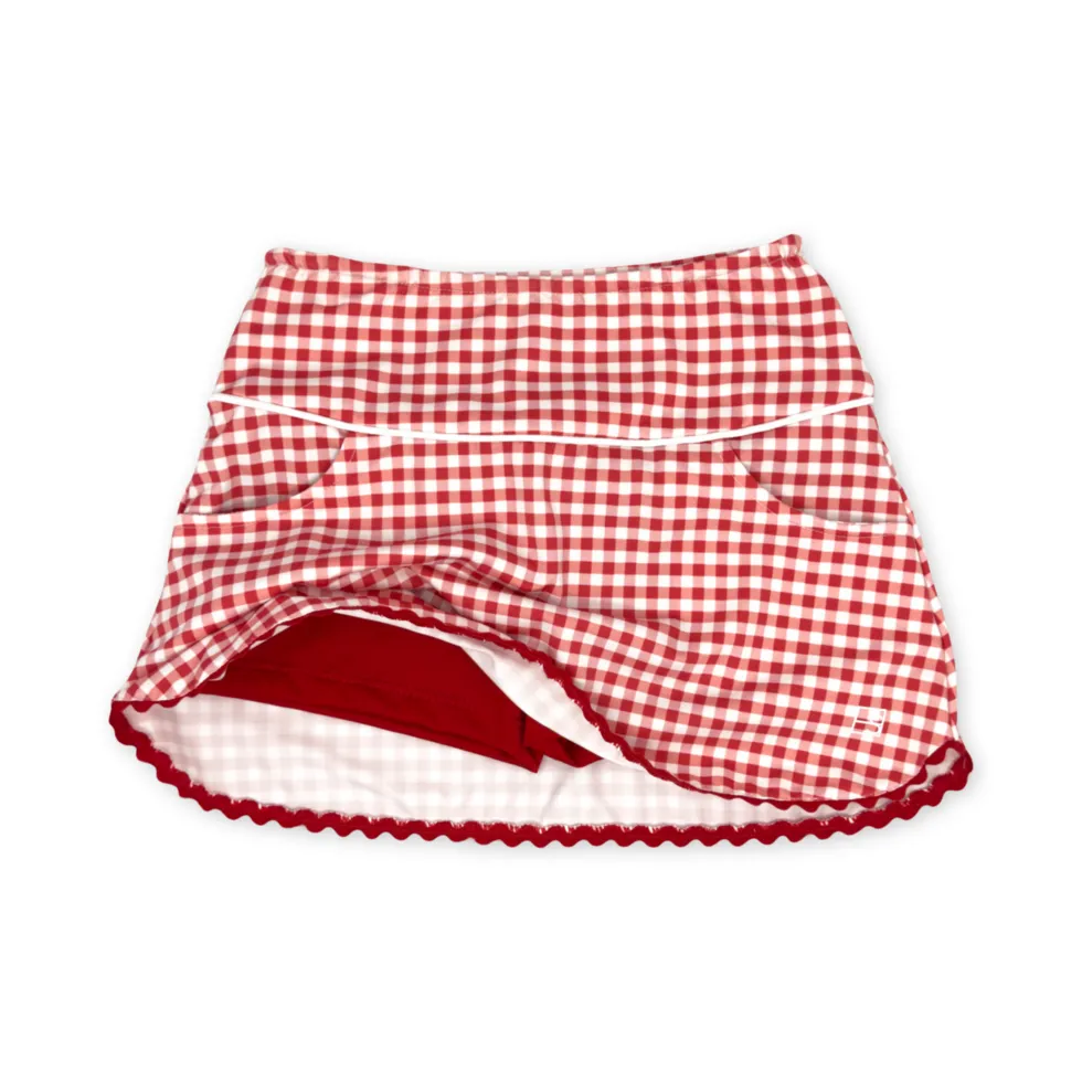 Red Gingham Tiffany Skort