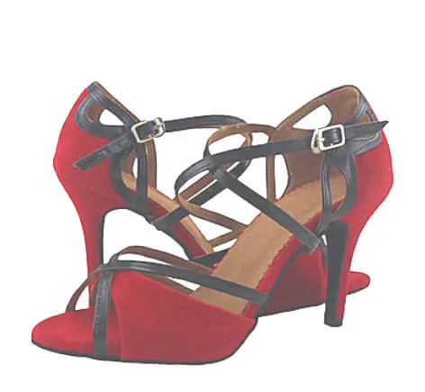 Red Suede Ballroom Dancing Heels Latin Salsa Dance Shoes