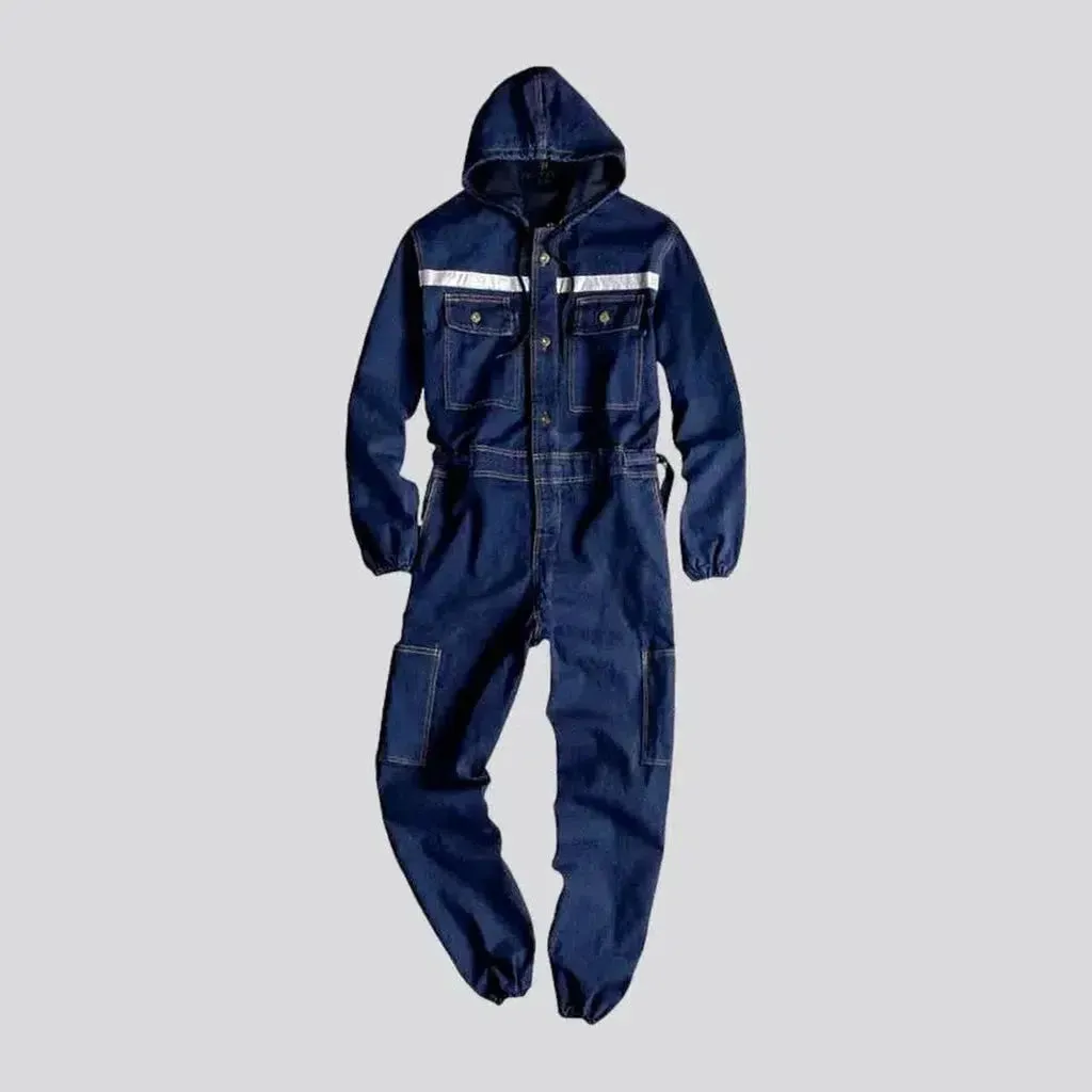 Reflective men's jean jumpsuit