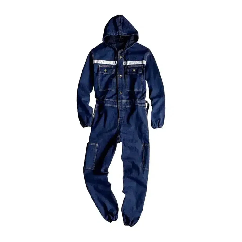 Reflective men's jean jumpsuit