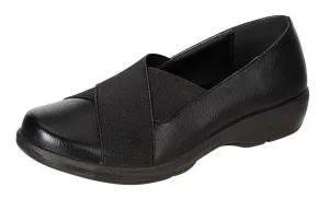 Refresh Footwear Women's Cross Over Stretch Slip-On Comfort Flat Shoe