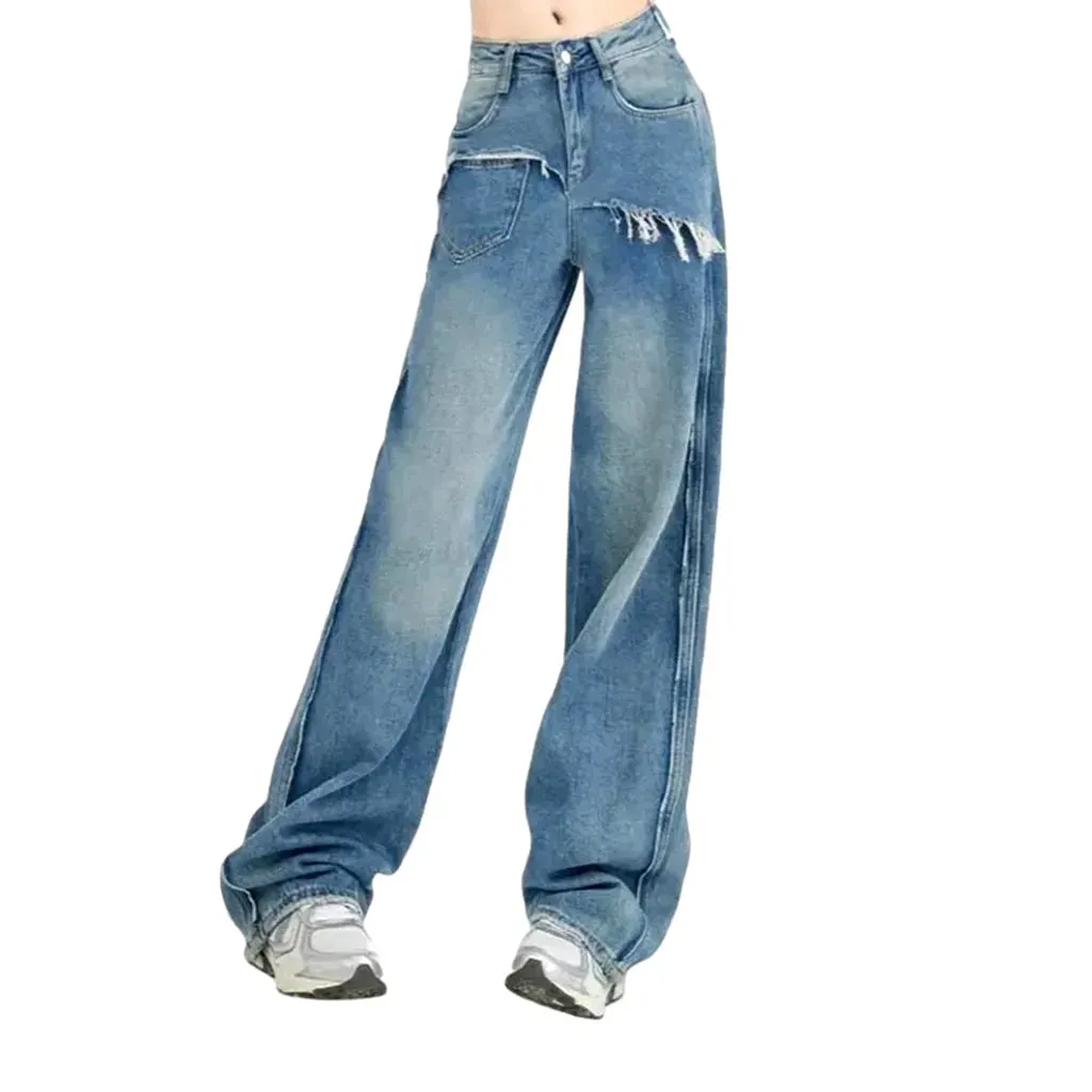 Retro layered wide fit jeans for women