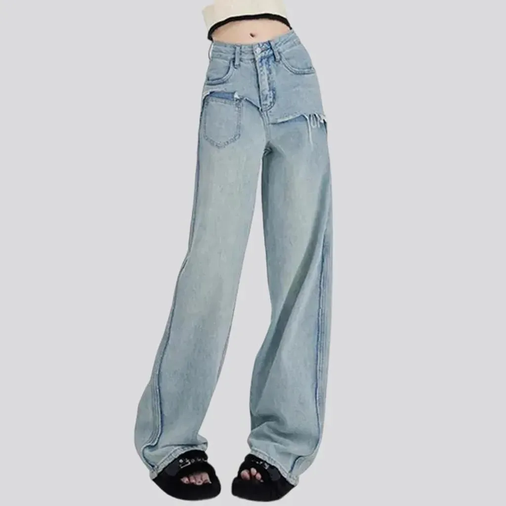 Retro layered wide fit jeans for women