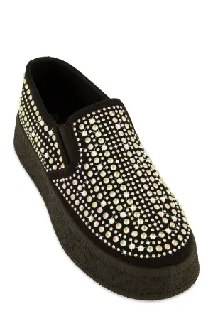 Rhinestone Slip On Platform Sneakers