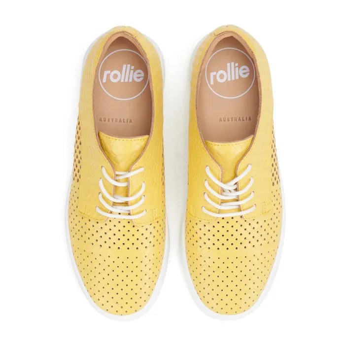 Rollie Womens Derby City Punch Sunshine Yellow Leather Trainer