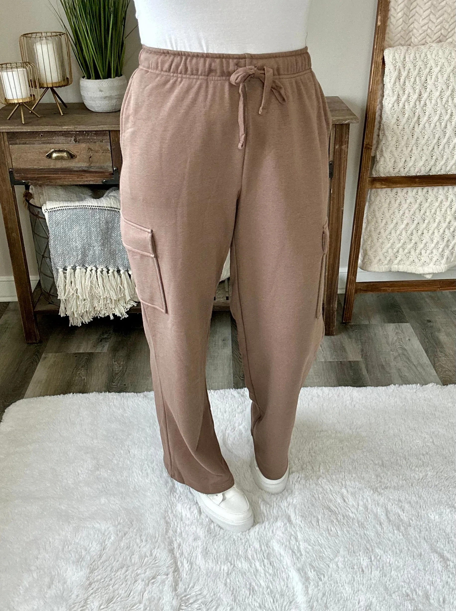 Run, Don't Walk Cargo Sweatpants in Smokey Brown