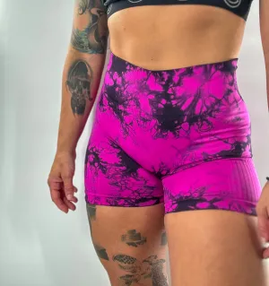 Salty Savage Ladies "OG Smile" Seamless Booty Scrunch Tie Dye Shorts