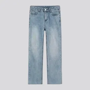 Sanded street style loose straight men's jeans