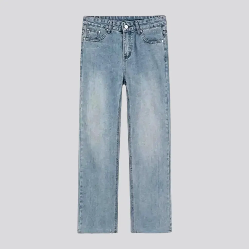 Sanded street style loose straight men's jeans