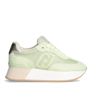 Scarpe Donna LIU JO Sneakers Dreamy 02 in Suede e Brighty Mesh Light Green e Light Gold