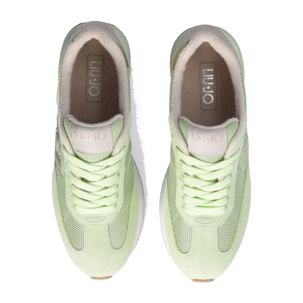 Scarpe Donna LIU JO Sneakers Dreamy 02 in Suede e Brighty Mesh Light Green e Light Gold