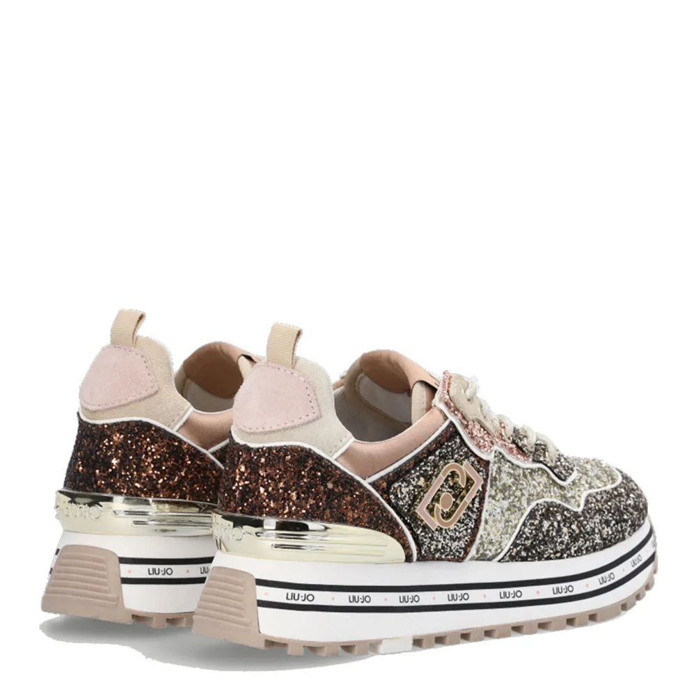 Scarpe Donna LIU JO Sneakers Platform Wonder 24 con Glitter colore Light Gold