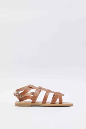 Senior Girls Brown Multi Strap Sandal