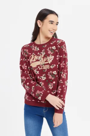 Senior Girls Burgundy Floral Sweatshirts