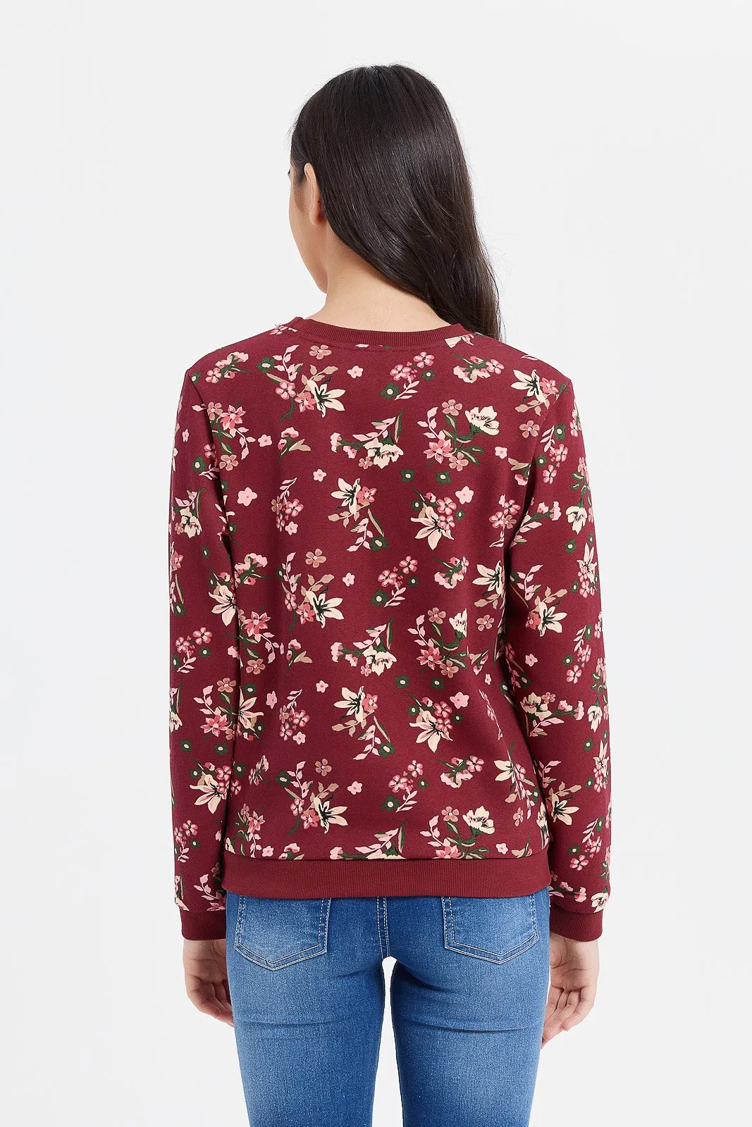 Senior Girls Burgundy Floral Sweatshirts