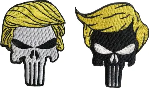 Set of 2 Trump Punisher Skull Patch Sew or Iron on Patches