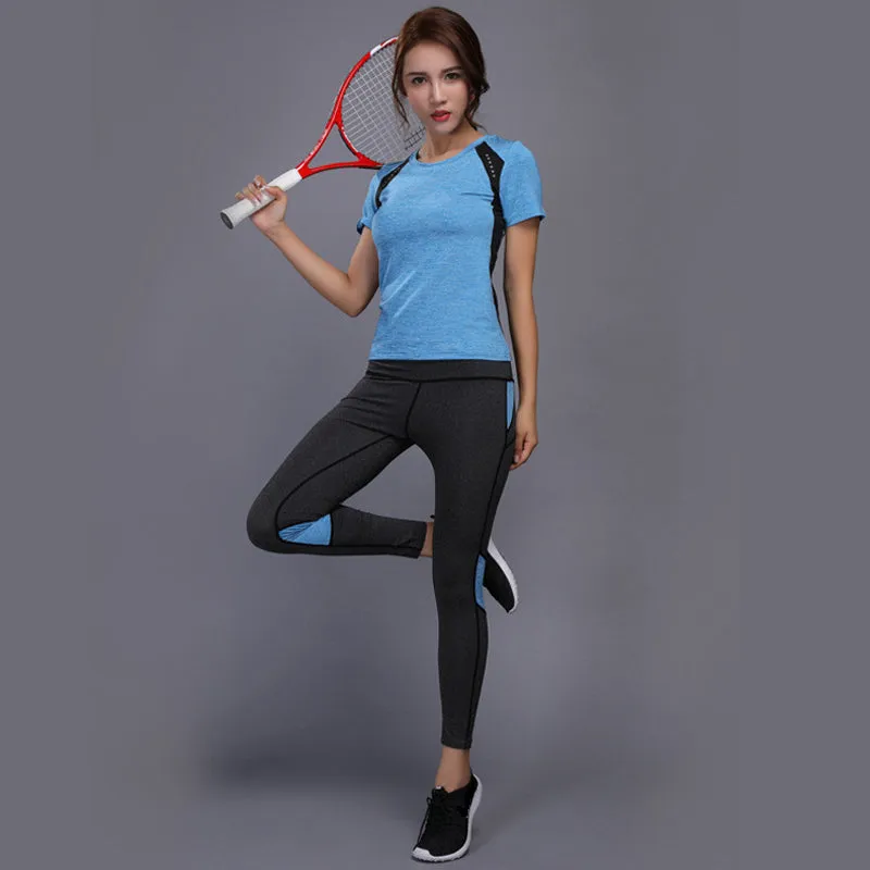 Sexy Yoga Set sports wear for women gym TShirt   Pants Breathable Gym Workout Clothes Compressed Yoga Leggings Sport Suit