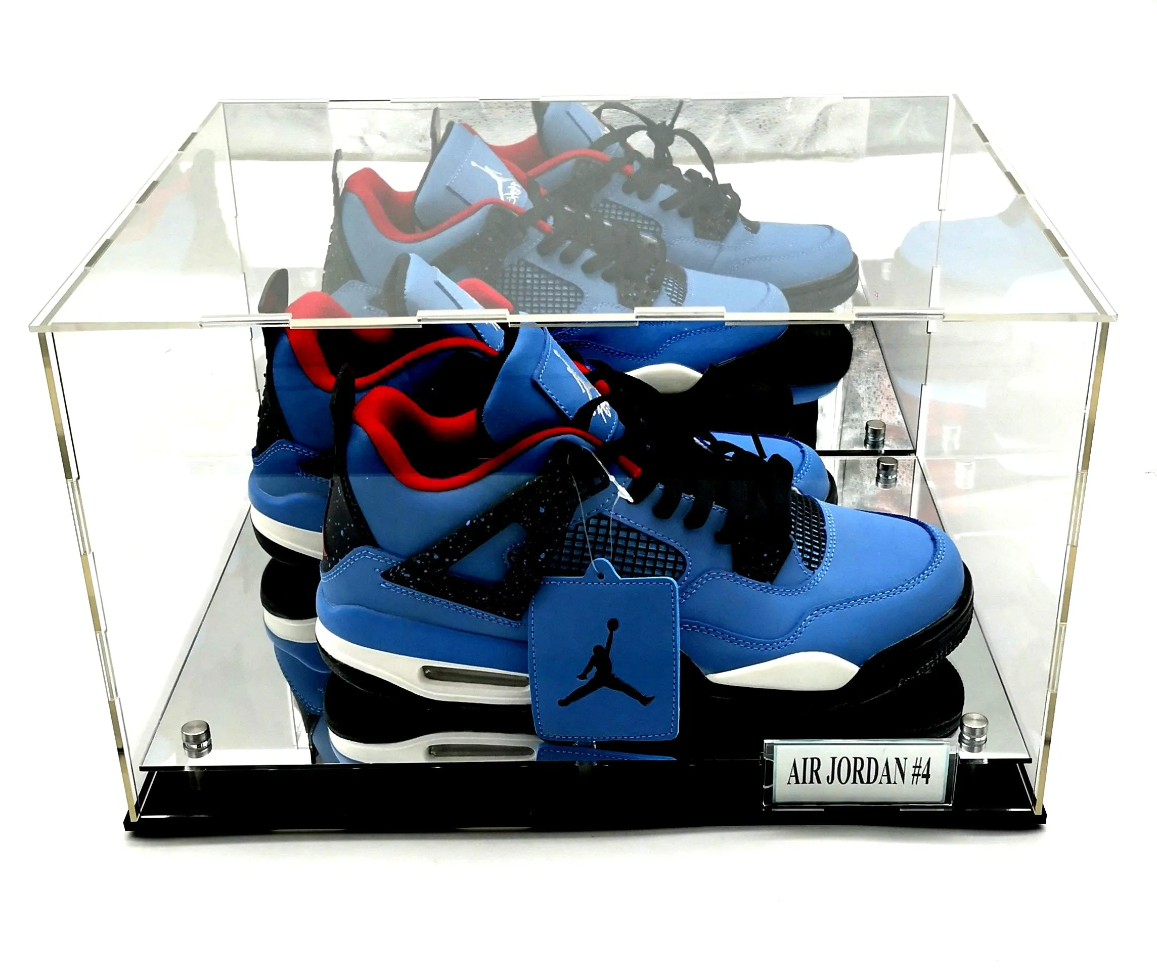 Shoes Sneakers Acrylic Display Case Showcase Box Clear UV Protection Mirror Riser (2 Shoes)