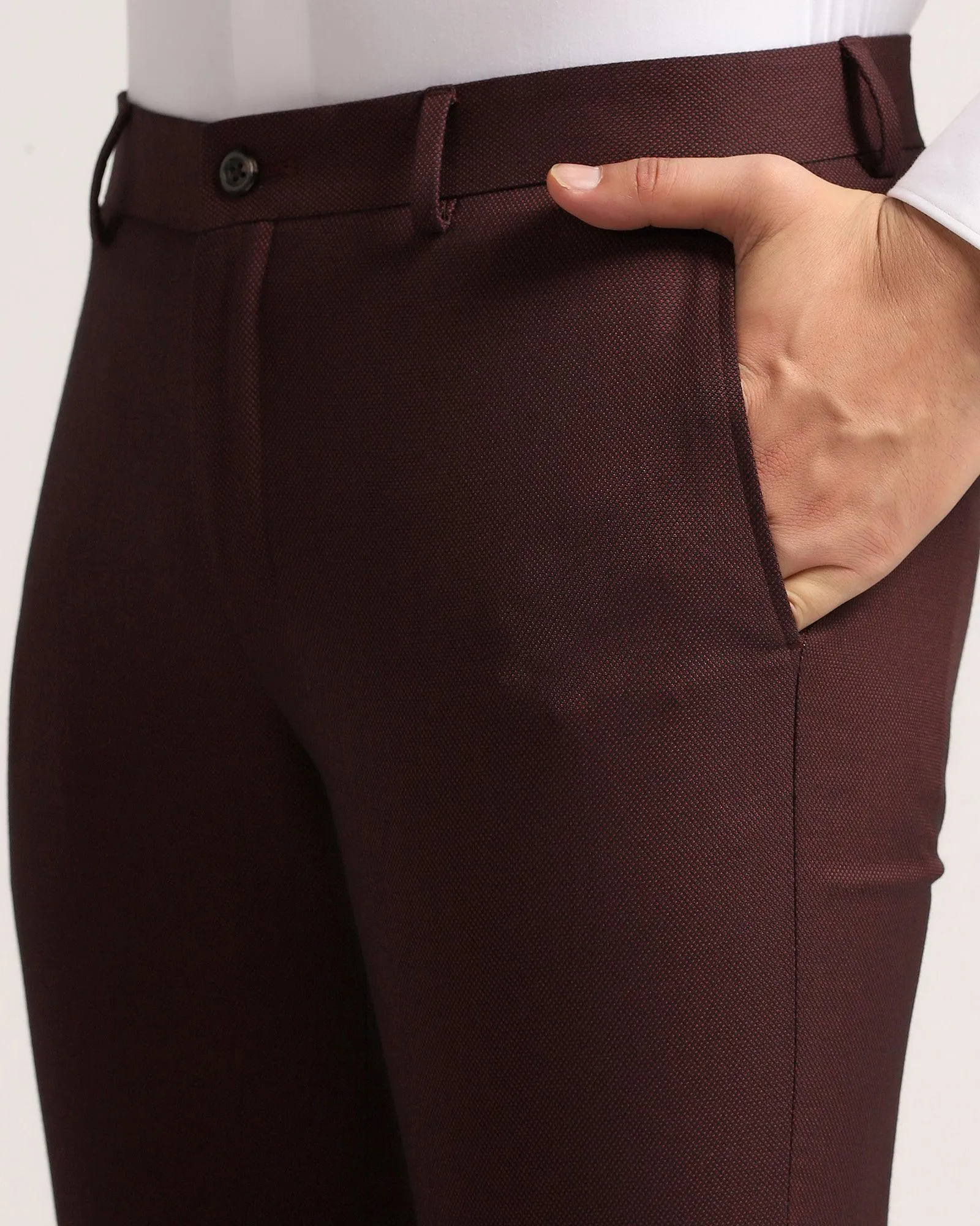 Slim fit B-91 Formal Wine Textured Trouser - Flake