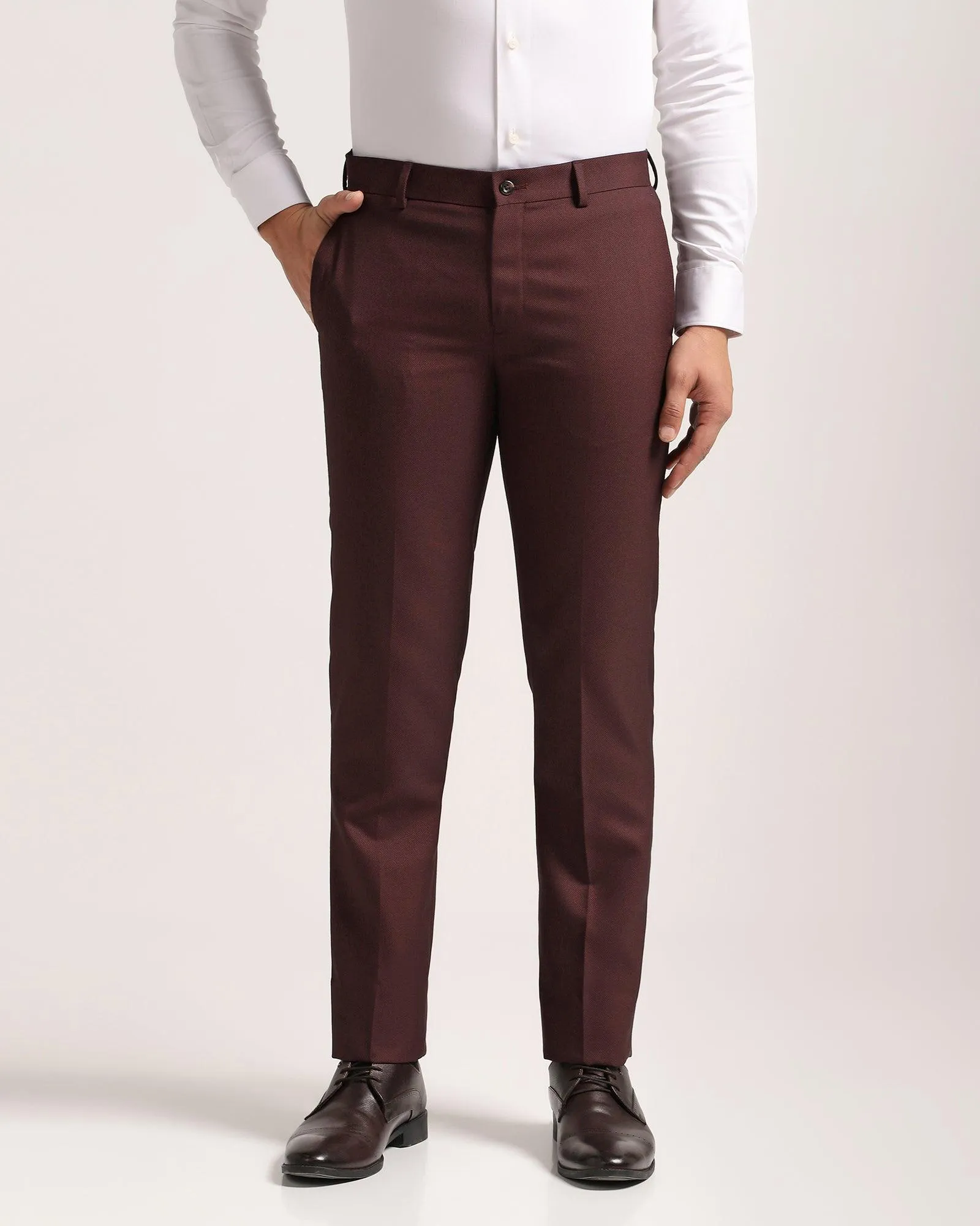 Slim fit B-91 Formal Wine Textured Trouser - Flake